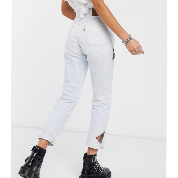 Levi's 501 Cut Out Cropped Jeans Bleach Wash NWT - Picture 3 of 8